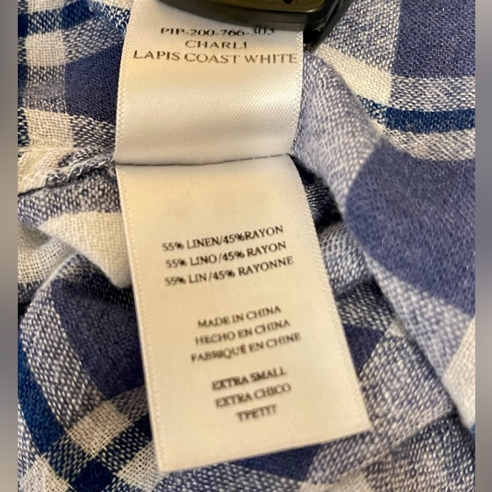 Rails Linen Blend Charli Lapis Coast White Button Front Shirt - Picture 10 of 12